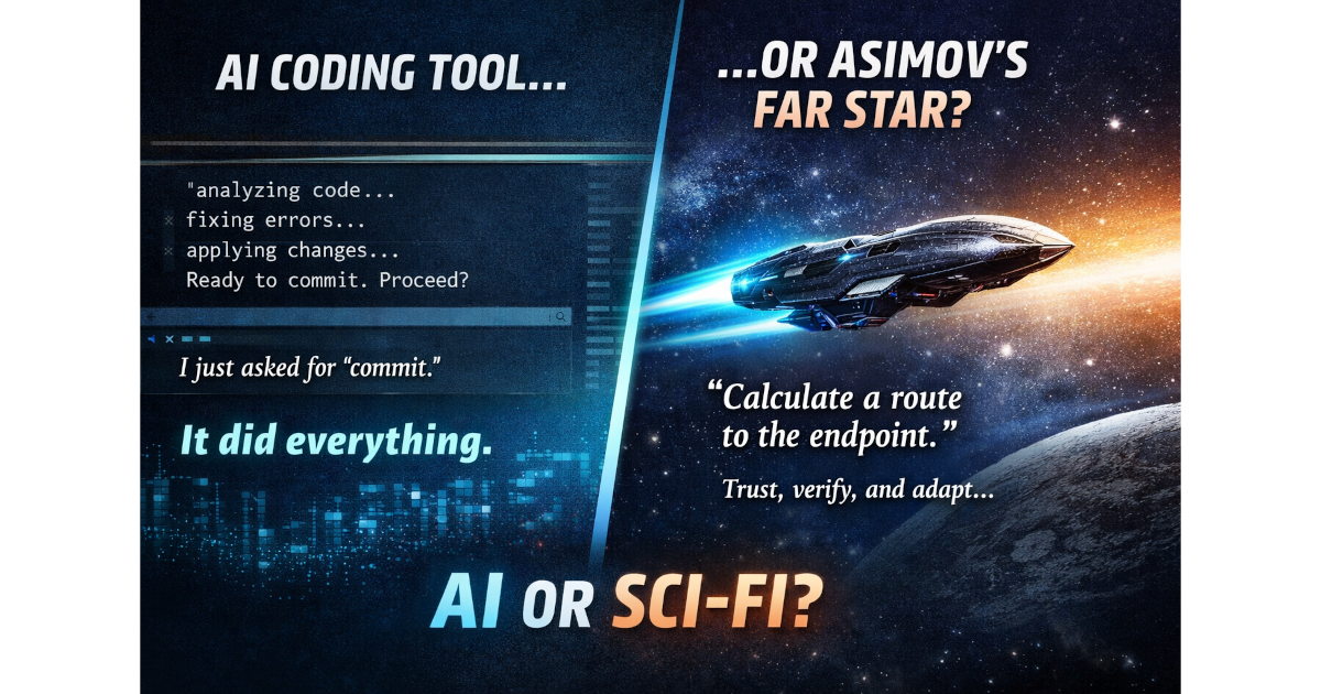 AI coding tool vs Asimov Far Star spaceship concept